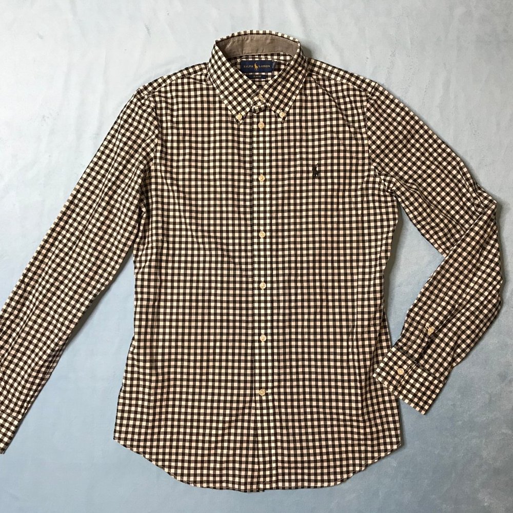 Ralph Lauren Women's Gingham Button Up Shirt Slim